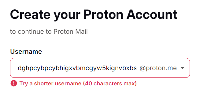 image showing name too many characters to be a legitimate protonmail account